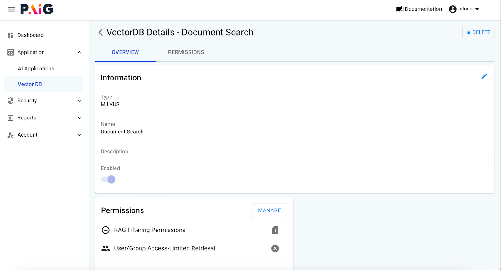 RAG filtering in PAIG application